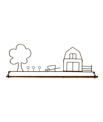 12 inch Gray Farm Yard Fabric Holder