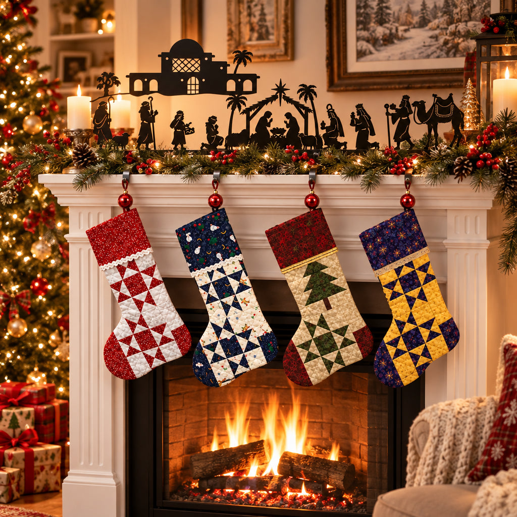 Nativity Nine Piece Stocking Holder Set