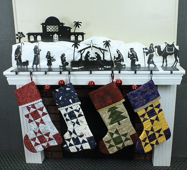 Nativity Nine Piece Stocking Holder, 45.5" wide, tallest point 7.5" x 6.5"deep