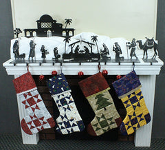 Nativity Nine Piece Stocking Holder, 45.5" wide, tallest point 7.5" x 6.5"deep